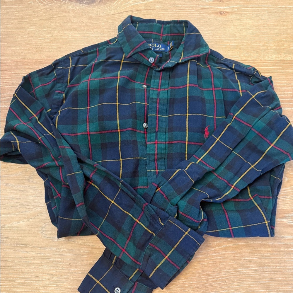 Green/Blue Mens Sz Small Ralph Lauren polo classic fit long sleeve button down.